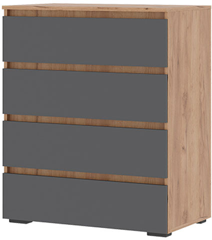 Хелен КМ 02 Комод 802 4 ящика (0,802х0,958х0,460) серый графит/дуб крафт золото