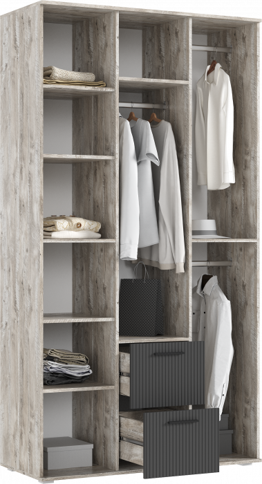 Сильвия Шкаф 3-х створчатый 1200, Браш Графит/Дуб Юкон