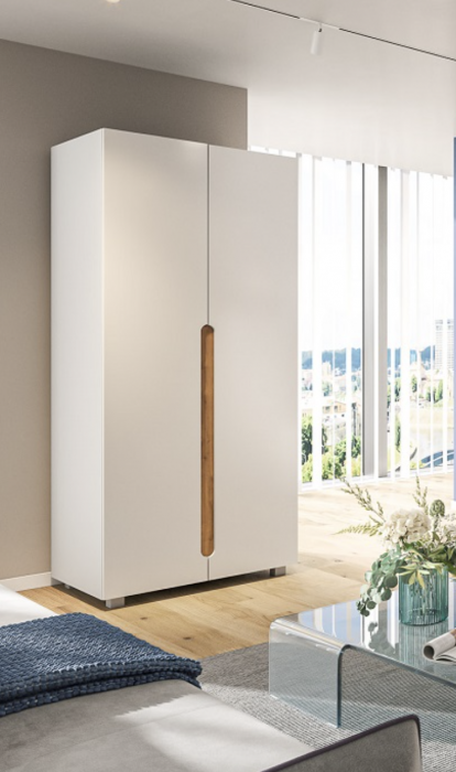 Шкаф двухдверный "Шанталь" - Дуб наварра/Белый