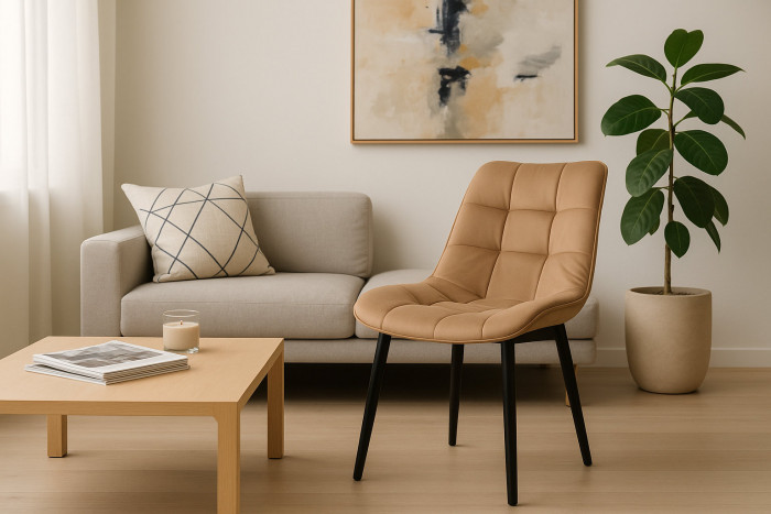 Стул "Бостон" черный матовый Томми 03 капучино