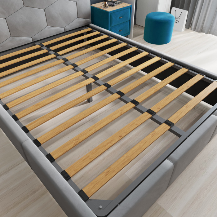 Манука Кровать интерьерная 160 светло-голубой, ортопед