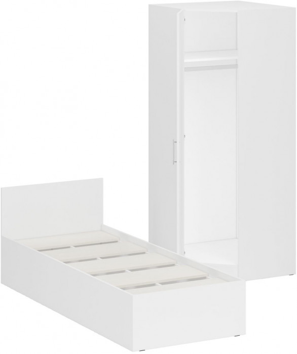 Кровать 0800 + Шкаф угловой Стандарт, цвет белый, ШхГхВ 83,5х203,5х70 + 81,2х81,2х200см., сп.м. 800х2000 мм., без матраса, основание есть