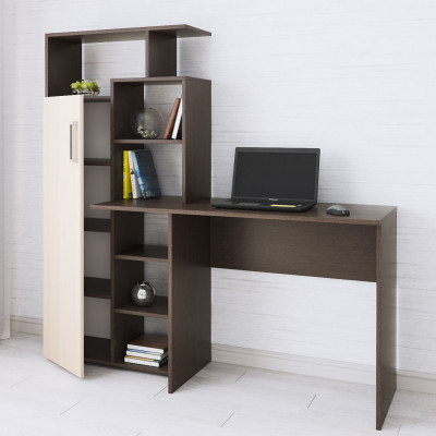 Стол компьютерный Квартет-7 (1508*1500*500) венге/дуб молочный