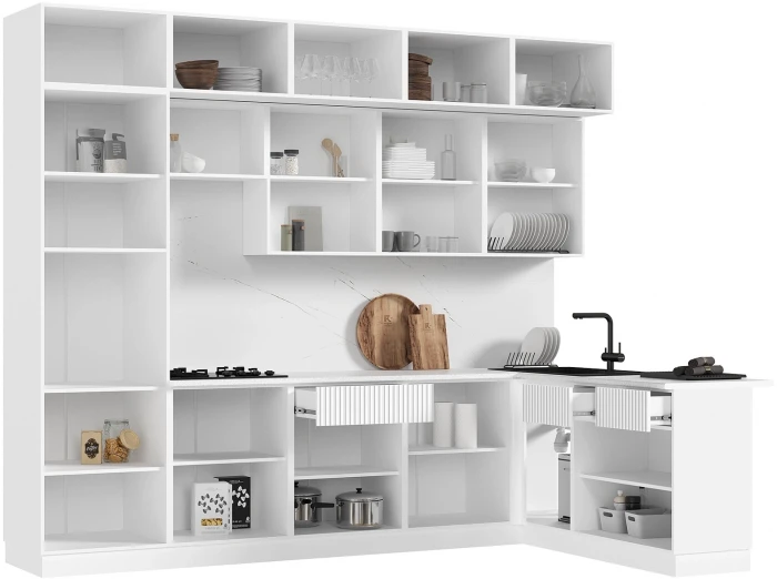 Кухня Оливия NEW 3,0х1,8м Белый снег софт