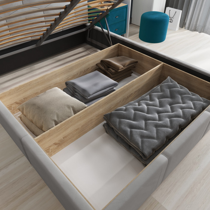 Манука Кровать интерьерная 160 светло-серый, ПМ