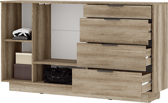 Даллас КМ-02 Комод 1704 4 ящика (1,704х0,946х0,402) дуб каньон/МДФ софт графит