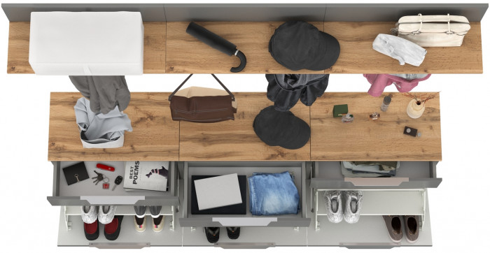 Октава Прихожая 08, серый графит/дуб крафт золотой/фасады МДФ серый графит