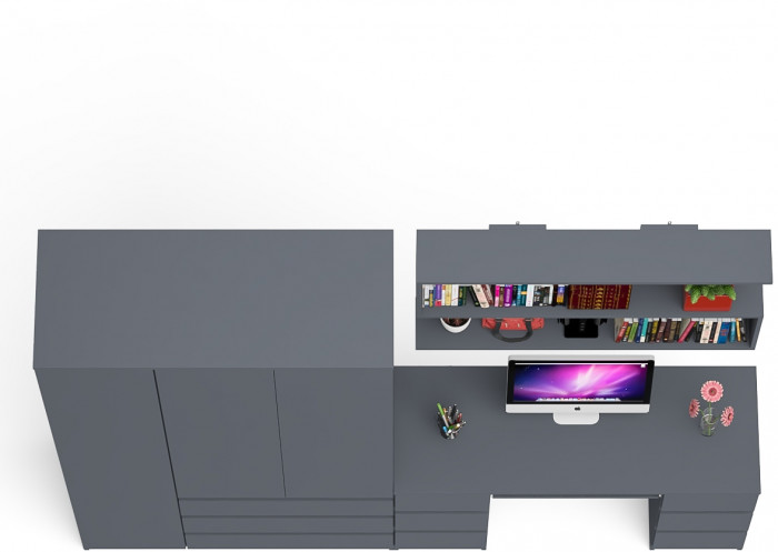 Мори компьютерный стол МС-2 + Шкаф МШ1200.1 + Полка 1200, графит