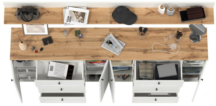 Остин Прихожая 69, белый шагрень/дуб крафт золотой