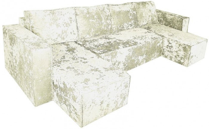 Диван-кровать Лофт Люкс Плюш П-образный с 2 отоманками, еврокнижка, 145х270, бежевый