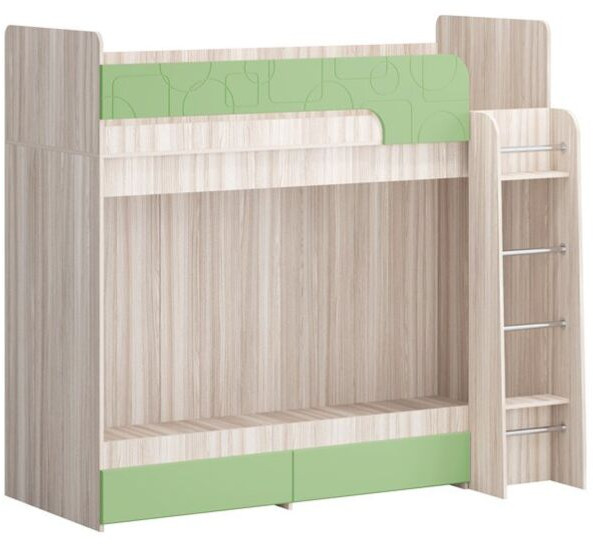 Двухъярусная кровать Бемби МДФ NEW, ясень (Мята, Ясень шимо светлый)