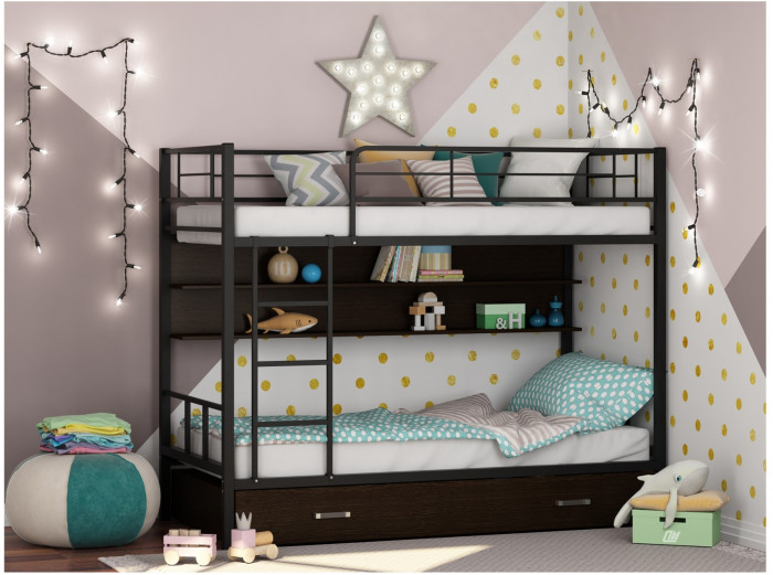 Двухъярусная кровать Севилья 2ПЯ (Коричневый, Крем)