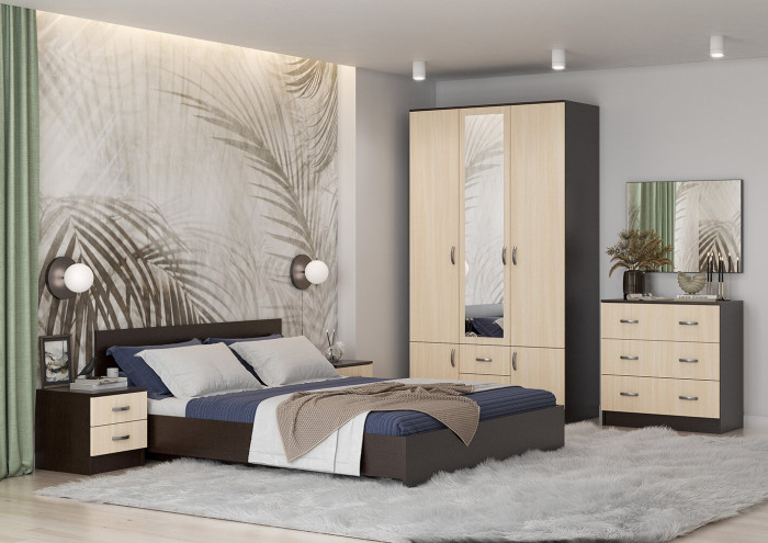 Кровать 140х200 с основанием ДСП Ронда КР-140, венге