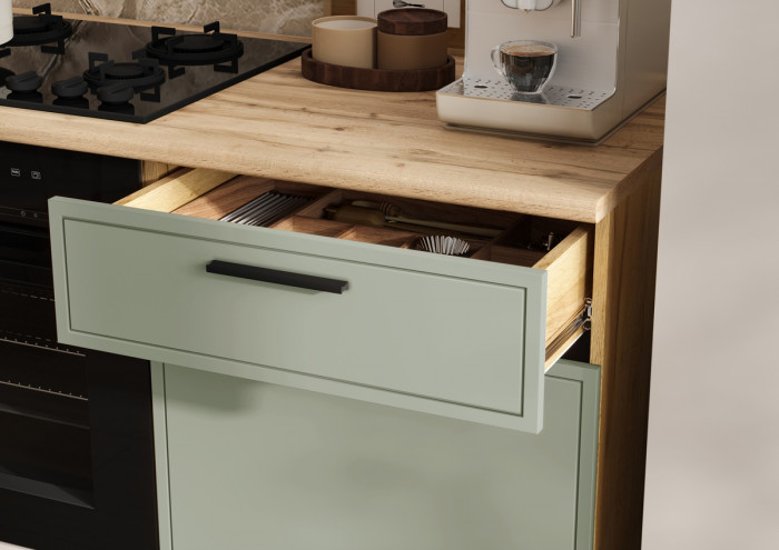 Модульная кухня Бьянка 1,2х2,2м, Крафт золотой/Олива софт