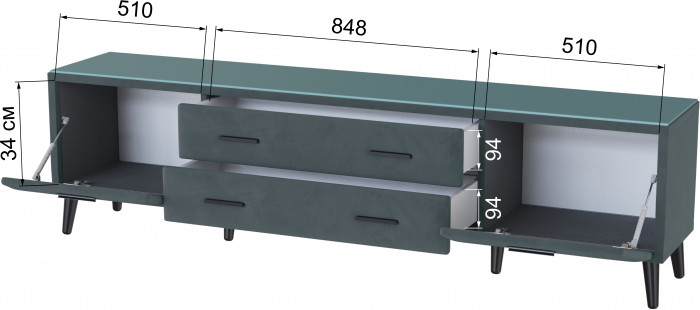 Тумба ТВ интерьерная 2,0 Пай серый/мдф бриз