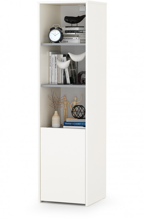 Торонто 11.39 Кровать + 13.13 Шкаф комбинированный, цвет белый шагрень/стальной серый, ШхГхВ 234х84,4х149,7 см, сп. м. 800х1900 мм, б/м, основан. есть