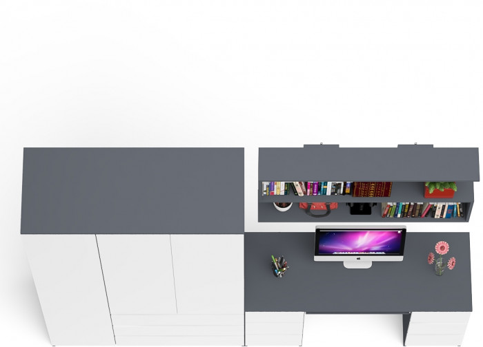 Мори компьютерный стол МС-2 + Шкаф МШ1200.1 + Полка 1200, графит/белый