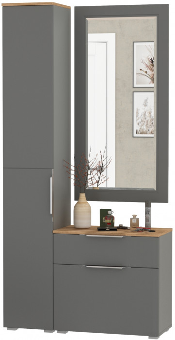 Октава Прихожая 42, серый графит/дуб крафт золотой/фасады МДФ серый графит