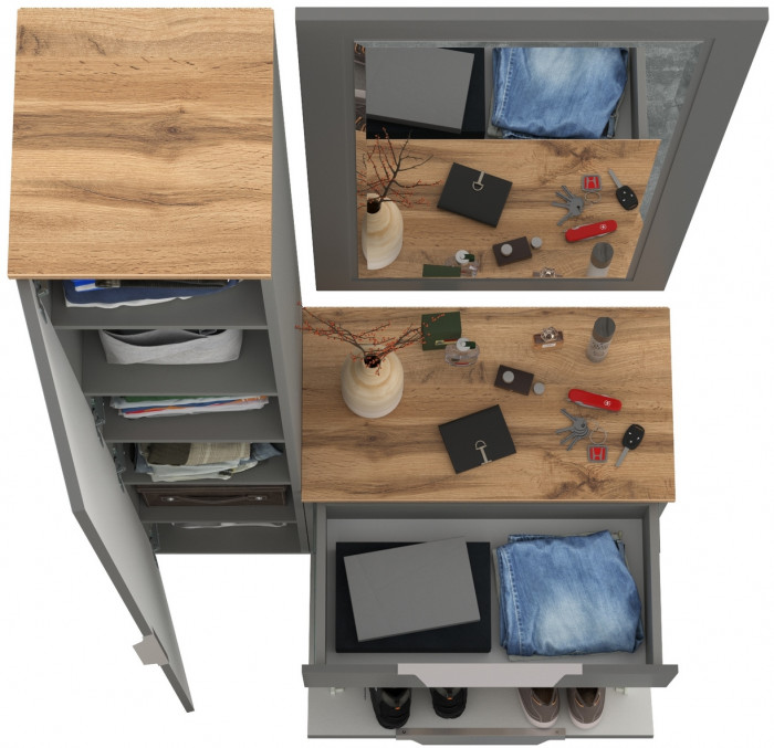 Октава Прихожая 42, серый графит/дуб крафт золотой/фасады МДФ серый графит