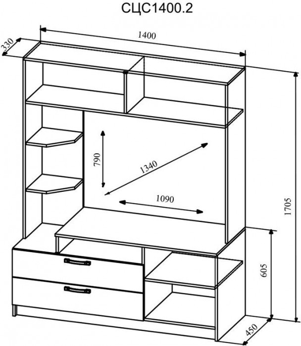 Модульная гостиная Софи, композиция 2, Белый глянец/Дуб Сонома