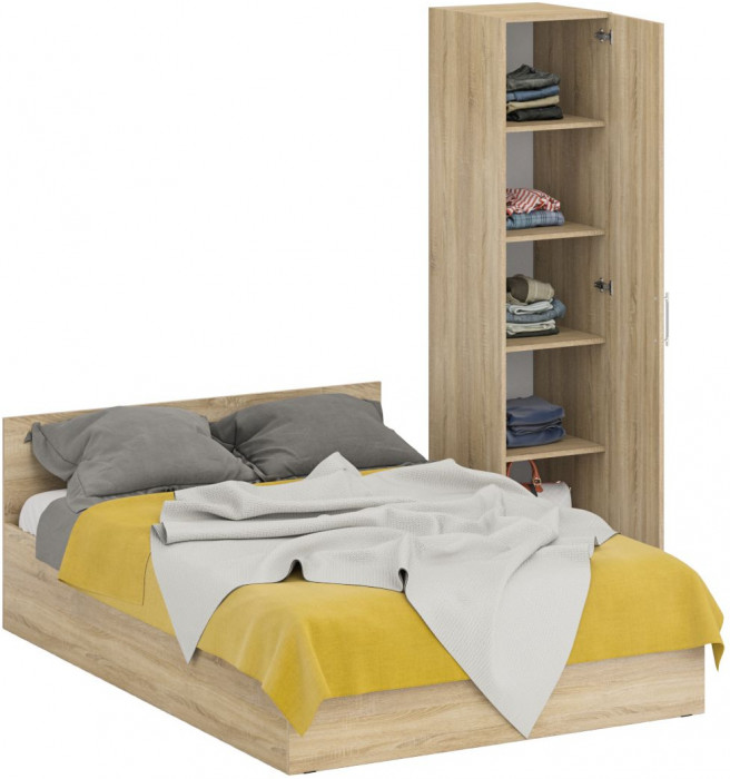 Кровать 1400 + Пенал Стандарт, дуб сонома