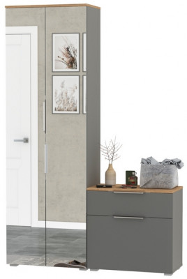 Октава Прихожая 09, серый графит/дуб крафт золотой/фасады МДФ серый графит