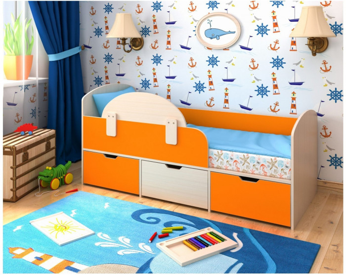 Кровать Малыш Мини (Дуб молочный/Ирис)