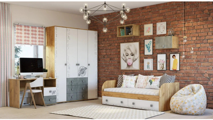 "Тренд" ПС-02 крафт/белый фп/бетон