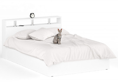 Камелия Кровать 1400, цвет белый, ШхГхВ 143,5х217х78,2 см., сп.м. 1400х2000 мм., без матраса, основание есть