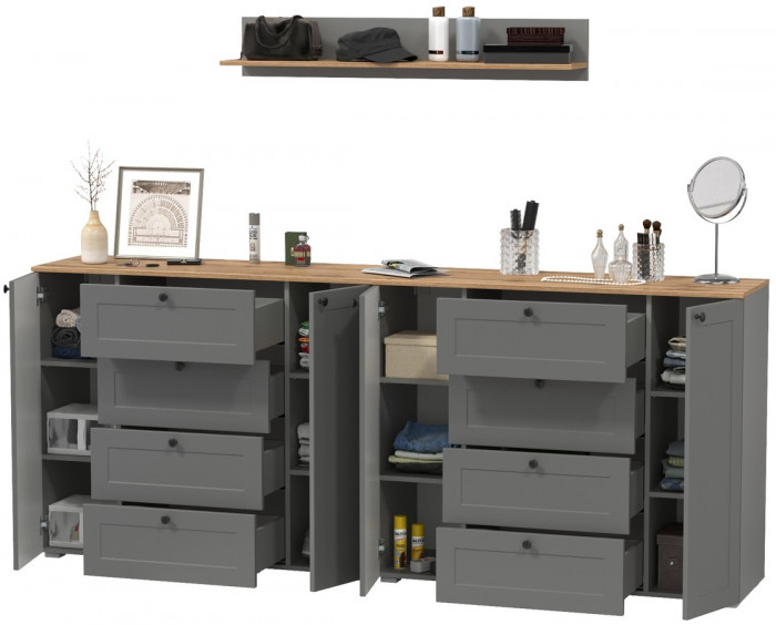 Остин Прихожая 70, серый графит/дуб крафт золотой