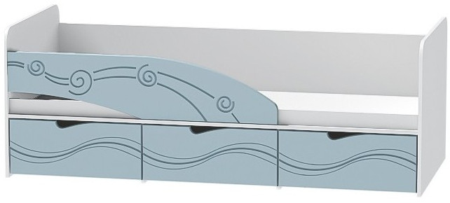 Детская кровать Бриз-3 80х190, волна (Антарктида/Белый/Правый)