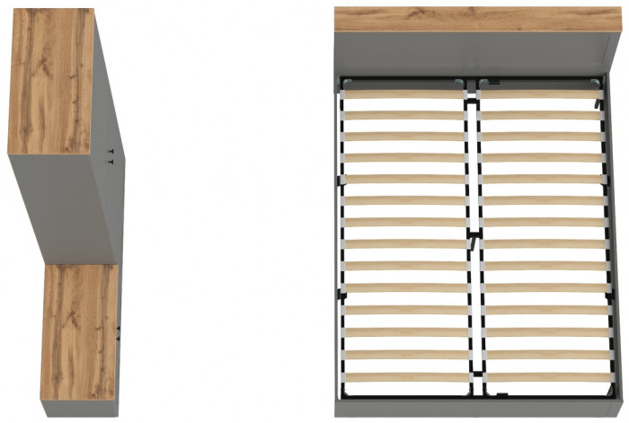 Остин 11.53 Кровать + ортопед + 16.307 Шкаф + 13.257 Тумба, серый графит/дуб крафт золотой