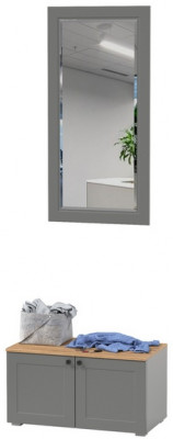Остин 13.257 Тумба + 17.03 Зеркало, серый графит/дуб крафт золотой