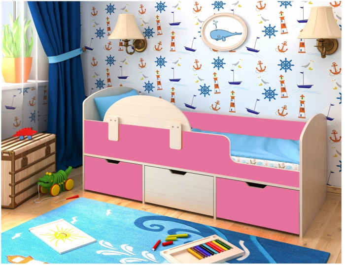 Кровать Малыш Мини (Белое дерево/Ирис)