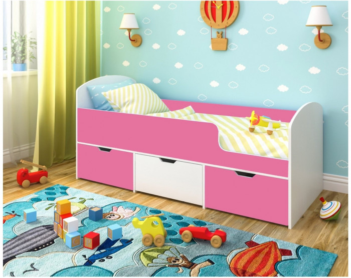 Кровать Малыш Мини (Белое дерево/Ирис)