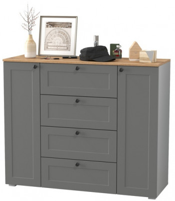 Остин 16.221 Комод, цвет серый графит/дуб крафт золотой, ШхГхВ 120х41,9х99,3 см.