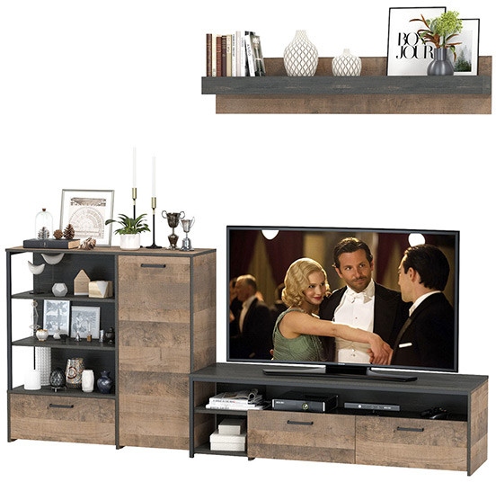 Трувор 13.70 Тумба под ТВ + 13.307.01 Комод + 15.60 Полка, дуб гранж песочный/интра