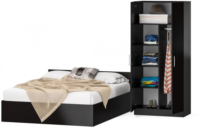 Кровать 1400 + Шкаф 2-х створчатый Стандарт, венге