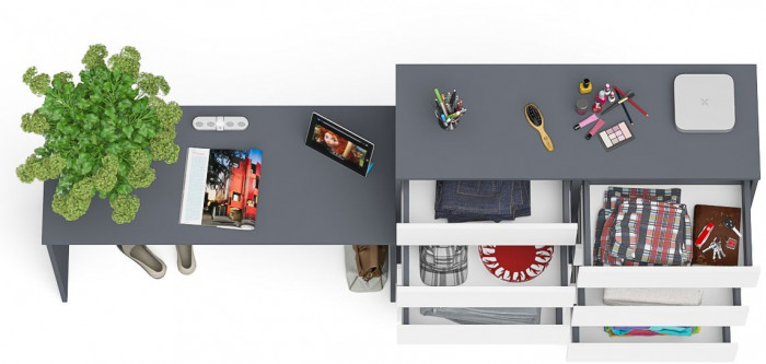 Мори письменный стол МСП1200.1 + Комод МК1200.10, графит/белый