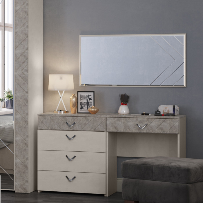 Амели Стол туалетный 12.48, цвет шёлковый камень/бетон чикаго беж, ШхГхВ 65х41х75 см.