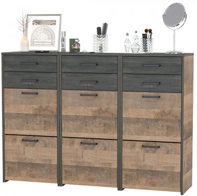 Трувор 13.241.06 Тумба для обуви 3 шт., цвет дуб гранж песочный/интра, ШхГхВ 150х37х106,9 см.