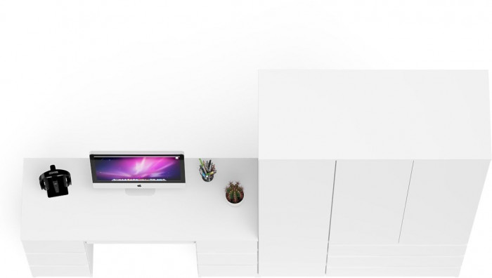 Мори компьютерный стол МС-2 + Шкаф МШ1200.1, белый