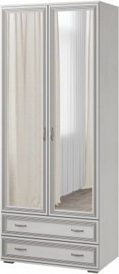 Ливорно Шкаф 2-х ств. с зеркалом ЛШ-23 ясень анкор светлый патина серебро