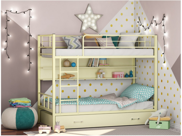 Двухъярусная кровать Севилья 2ПЯ (Черный, Дуб молочный)