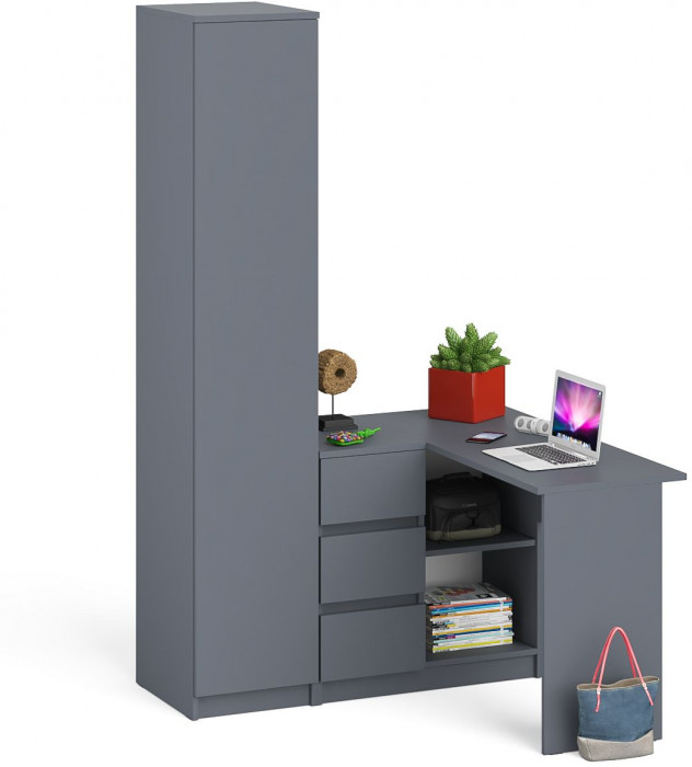 Мори компьютерный стол МС-16 левый + Пенал МШ400.1, графит