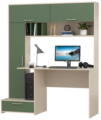 Лайт Стол письменный 03.243Н, цвет сатин/дымчатый зелёный, ШхГхВ 150,2х57,3х179,9 см., НЕ универсальная сборка