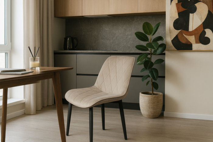 Стул "Оскар" черный матовый Томми 08 серый