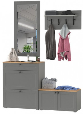 Остин Прихожая 44, цвет серый графит/дуб крафт золотой, ШхГхВ 160х41,9х210 см., универсальная сборка