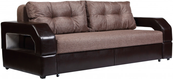 Диван-кровать Манчестер, еврокнижка, рогожка/экокожа, 160х195, коричневый