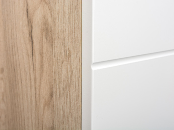 Лайн Прихожая № 01, дуб крафт серый/фасады МДФ белый глянец